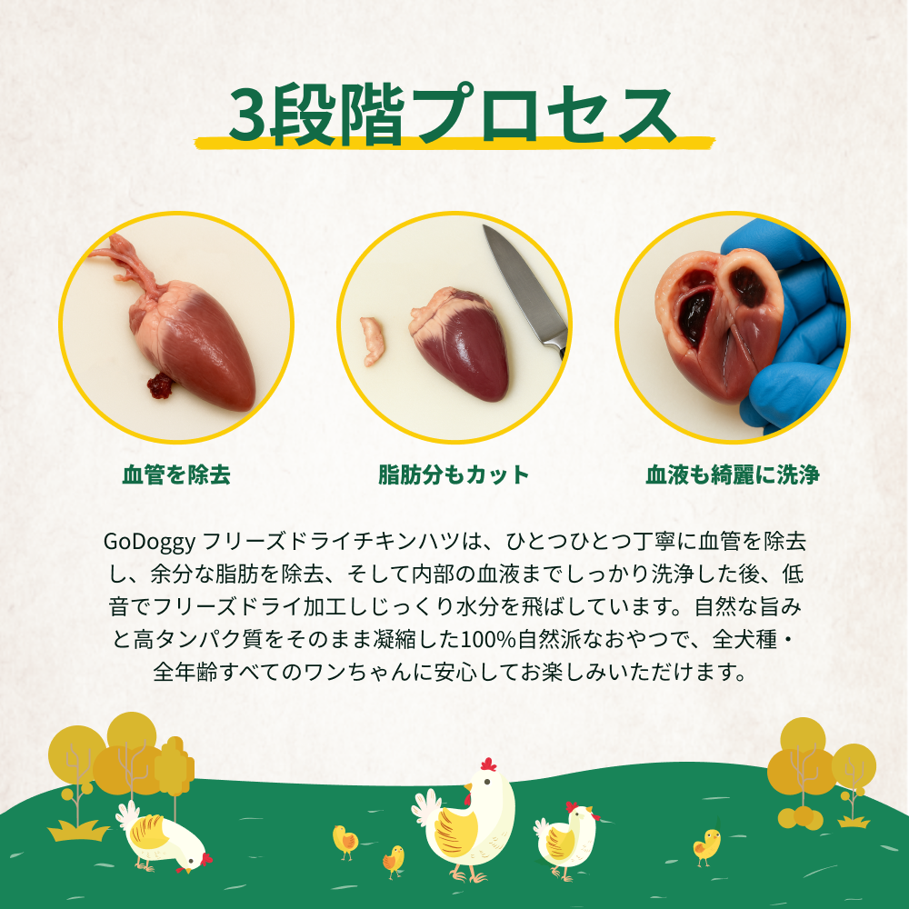 GoDoggy フリーズドライチキンハツ 50g